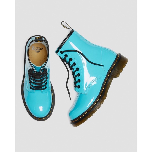 Free People x Dr. Martens 1460 Pascal Patent Leather Boots Turquoise $140 - Picture 7 of 16